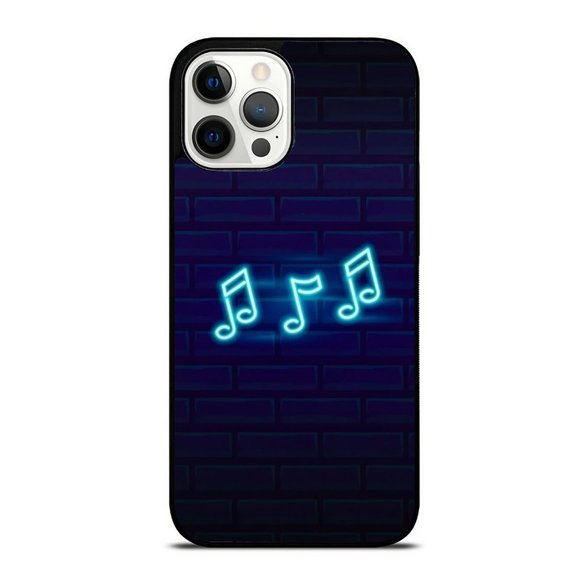 Neon Musical Notes - Blue Neon Lights iPhone Case - Picture 1 of 1